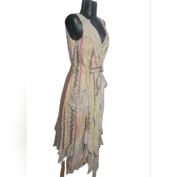 Animale sleeveless faux wrap front asymmetrical hemline dress Sz.4 - Picture 4 of 10